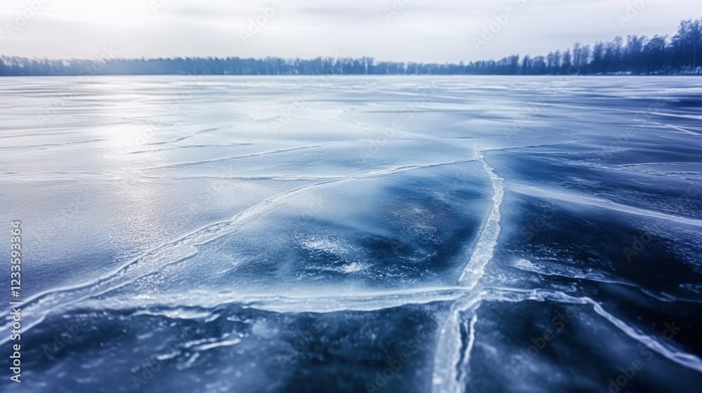 Fototapeta premium Beautiful majestic landscape with frozen icy lake surface