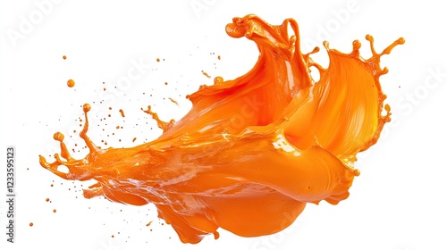 Orange Holi Paint Explosion: Bright orange Holi paint color powder festival explosion burst isolated on white background,