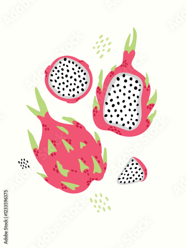 Abstract fruits in modern artistic styles. Great for posters, cards, covers, and trendy t-shirt designs.