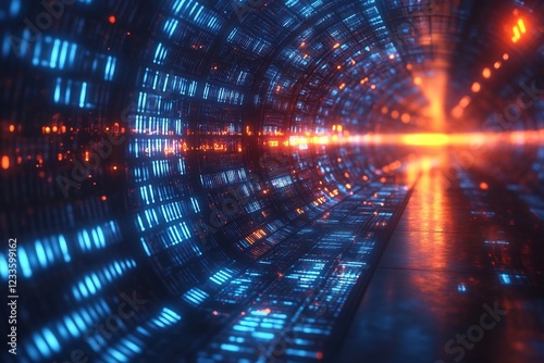 Digital Tunnel: A Journey Through Neon Lights and Data Streams