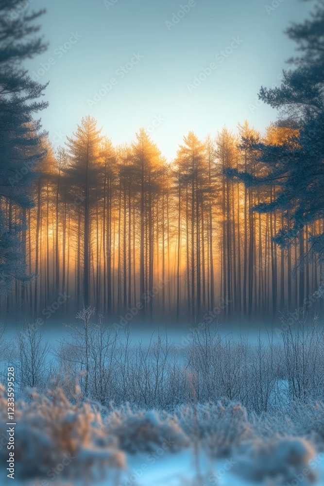 Trees covered by heavy snow in winter forest Trees covered by heavy snow in winter forest