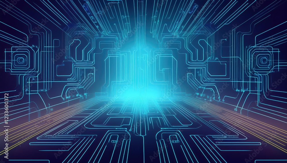 Vibrant Electronic Illustration A Futuristic Computer Laptop Screen Display Amidst a Sleek Technology Wallpaper, Ideal for Digital Art and Home Decor. Vibrant Electronic Illustration A Futuristic Computer Laptop Screen Display Amidst a Sleek Technology Wallpaper, Ideal for Digital Art and Home Decor.