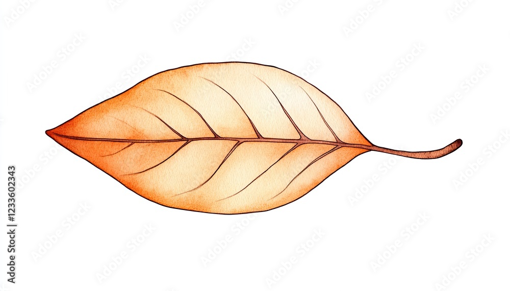 A detailed illustration of an orange autumn leaf showcasing its intricate vein patterns A detailed illustration of an orange autumn leaf showcasing its intricate vein patterns