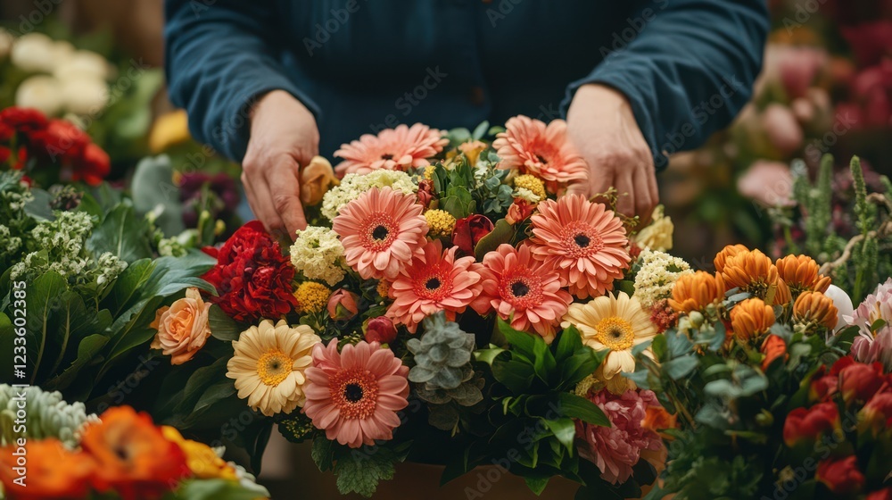Florists at Work: Capturing the Intricate Beauty of Nature with Skilled Hands. Tranquil Image with Vibrant Colors and Textures, Perfect for Commercial or Editorial Use. Florists at Work: Capturing the Intricate Beauty of Nature with Skilled Hands. Tranquil Image with Vibrant Colors and Textures, Perfect for Commercial or Editorial Use.