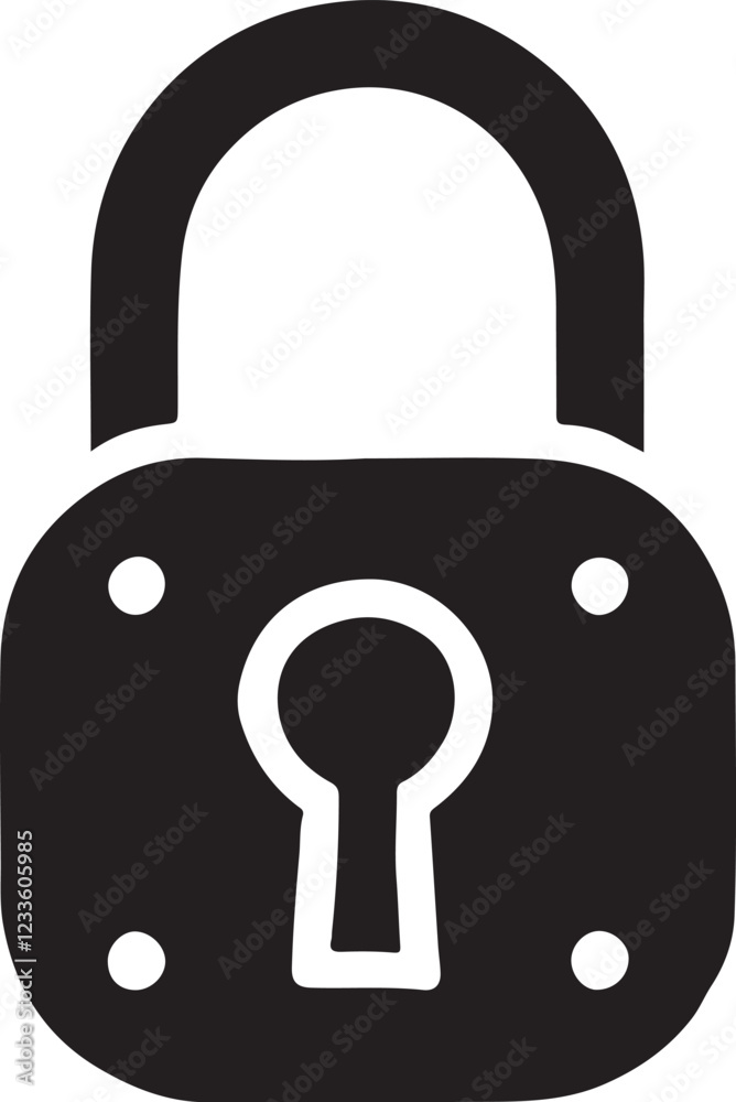 Minimalist Padlock Icon Silhouette Vector Design Minimalist Padlock Icon Silhouette Vector Design