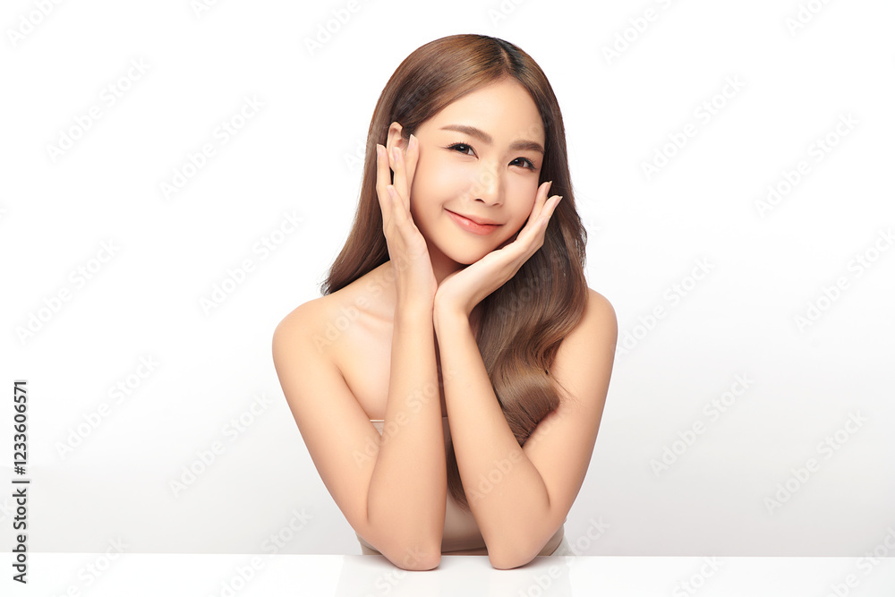 Beautiful young asian woman with clean fresh skin on white background, Face care, Facial treatment, Cosmetology, beauty and spa, Asian women portrait. Beautiful young asian woman with clean fresh skin on white background, Face care, Facial treatment, Cosmetology, beauty and spa, Asian women portrait.