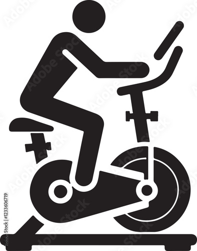 Exercise Bike Machine Silhouette Icon for Fitness and Health Graphics
