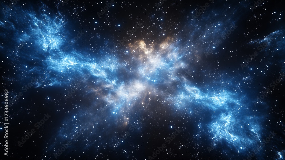 Fototapeta premium Stunning Blue Nebula in Deep Space with Thousands of Stars in the Universe : Generative AI