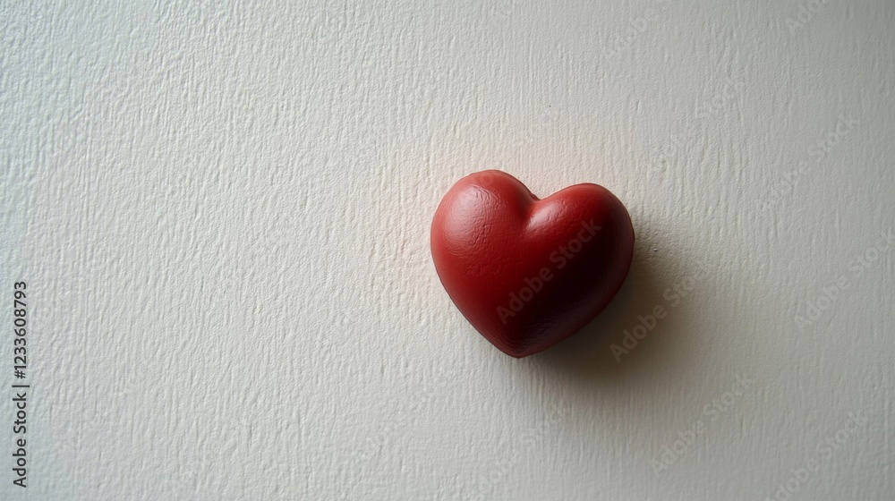 Red Heart on a White Textured Background Red Heart on a White Textured Background