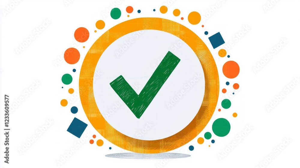 Green checkmark circle graphic design, abstract background, approval concept, website design