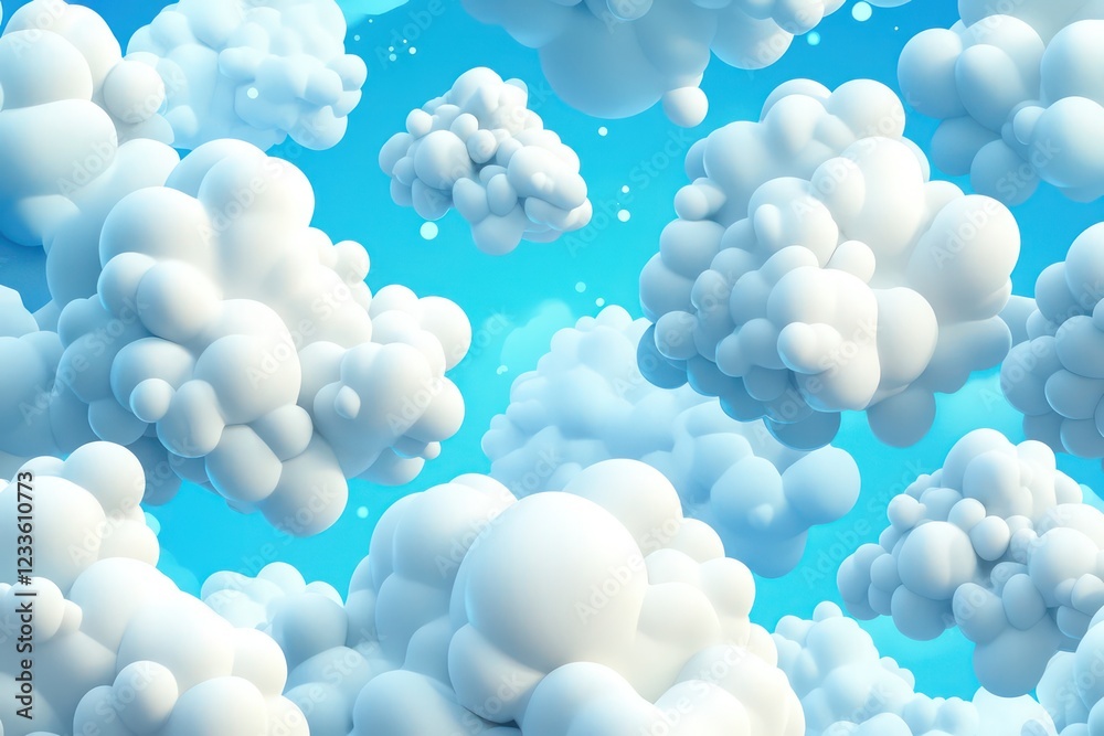 A seamless pattern of cartoon 3D clouds with a geometric bubbly design, perfect for children's backgrounds. A seamless pattern of cartoon 3D clouds with a geometric bubbly design, perfect for children's backgrounds.
