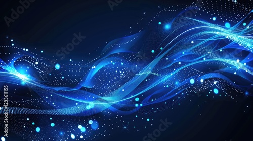 Abstract Blue Flow:  A mesmerizing abstract pattern of swirling blue energy, luminous particles, and ethereal lines creates an atmosphere of  mysterious, cosmic depth.