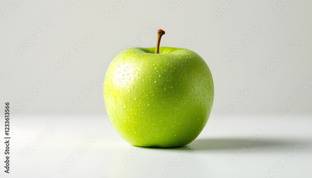 Fresh Green Apple with Water Drops Stock Photo Fresh Green Apple with Water Drops Stock Photo