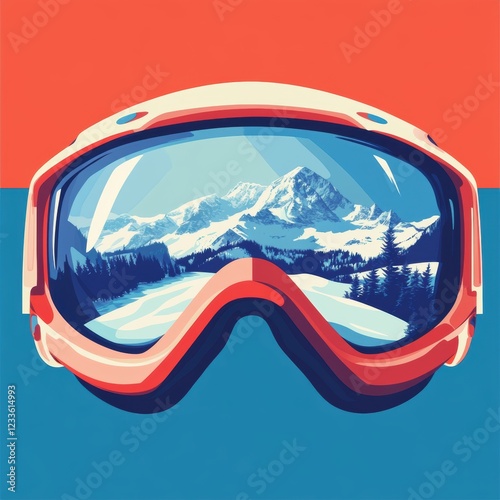 Closeup view of reflective ski goggle.