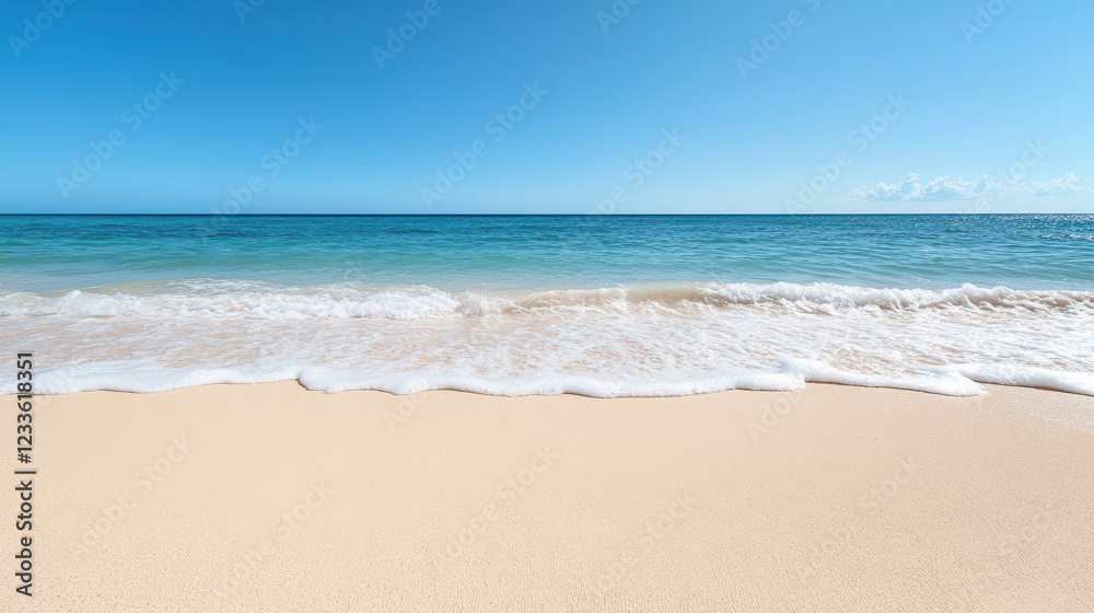 bright sunny beach with gentle waves rolling onto shore bright sunny beach with gentle waves rolling onto shore