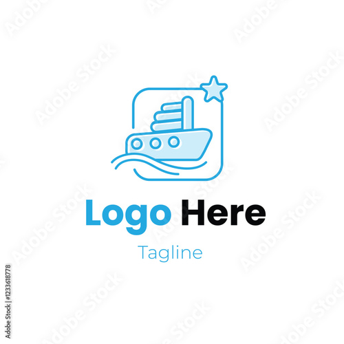 Marine Company with Oil, Metal, aquatic research and other related to sea and waterbody Logo vector illustration with dummy text on white isolated background.