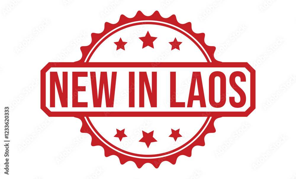 NEW IN LAOS Red rubber stamp on white background. NEW IN LAOS stamp sign. NEW IN LAOS stamp. NEW IN LAOS Red rubber stamp on white background. NEW IN LAOS stamp sign. NEW IN LAOS stamp.