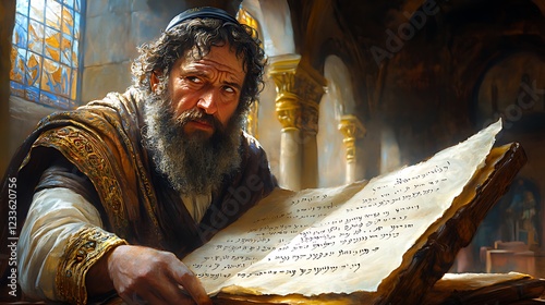 Scholar Reading Ancient Text in Cathedral