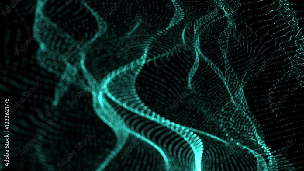 Abstract bokeh of dust particles floating in the air on black background. Slow motion. Abstract animated overlay effect of blue particles flying. Loop animation. 4k footage