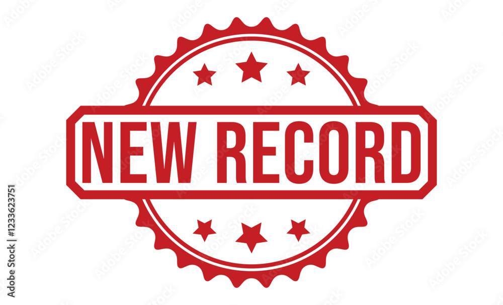 NEW RECORD Red rubber stamp on white background. NEW RECORD stamp sign. NEW RECORD stamp. NEW RECORD Red rubber stamp on white background. NEW RECORD stamp sign. NEW RECORD stamp.