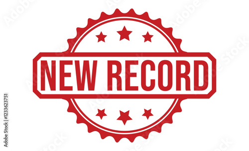 NEW RECORD Red rubber stamp on white background. NEW RECORD stamp sign. NEW RECORD stamp.