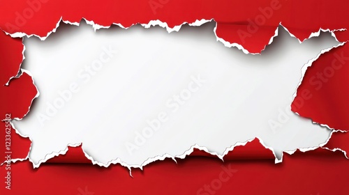 Wallpaper Mural Red Paper Ripped Revealing White Background Torontodigital.ca