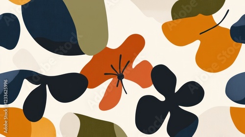 Abstract floral seamless pattern with autumnal colors.