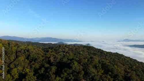 Aerial view of morning sky and mountains