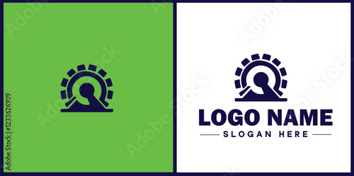 Manufacturing Company icon Industrial company Manufacturing firm Production company flat logo sign symbol editable vector