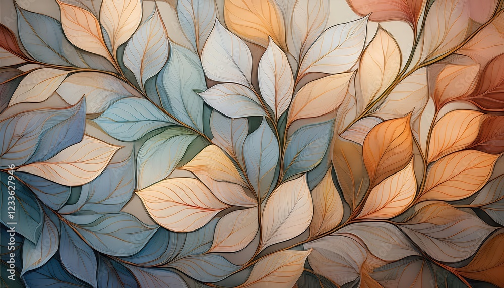 Translucent Leaves Tiles in a Vibrant Forest Atmosphere, Showcasing the Beauty of Transparency and Natures Delicate Detail Translucent Leaves Tiles in a Vibrant Forest Atmosphere, Showcasing the Beauty of Transparency and Natures Delicate Detail