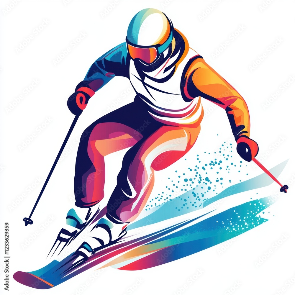 Obraz premium Happy skier skiing in winter.