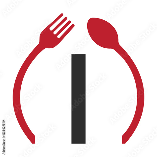 Initial Letter I Restaurant Logo Design Concept With Spoon and Fork Symbol Vector Template