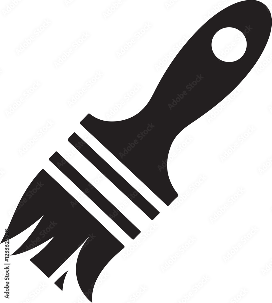 Elegant Paintbrush Silhouette Icon in Vector Style Elegant Paintbrush Silhouette Icon in Vector Style