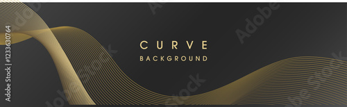 曲線の背景イラスト_黒&金