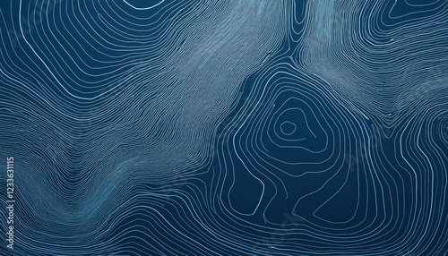 Striking Contour Line Topographic Map of Ocean and Landscapes, Showcasing Intricate Elevation Changes at Twilight on January th, .