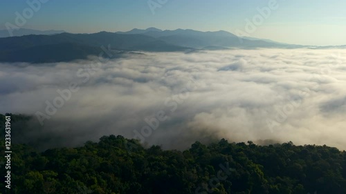 Aerial view of morning sky and mountains