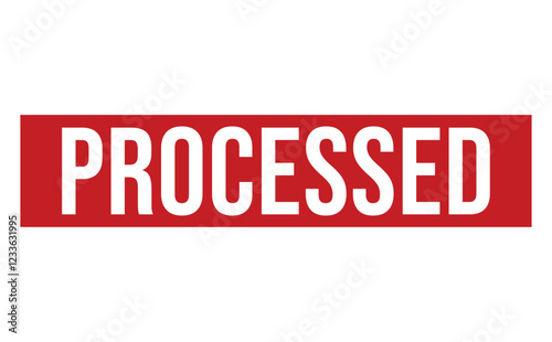 PROCESSED Red rubber stamp on white background. PROCESSED stamp sign. PROCESSED stamp.