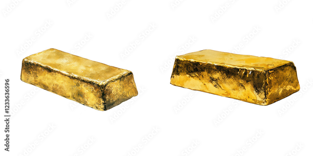 Two Impressive Gold Bars Reflecting Wealth and Prosperity isolated on a transparent background. Two Impressive Gold Bars Reflecting Wealth and Prosperity isolated on a transparent background.
