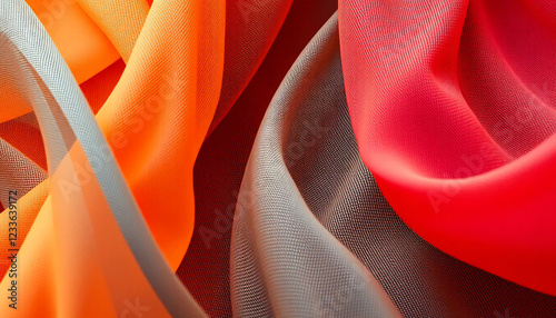 Abstract close-up of flowing colorful fabric photo