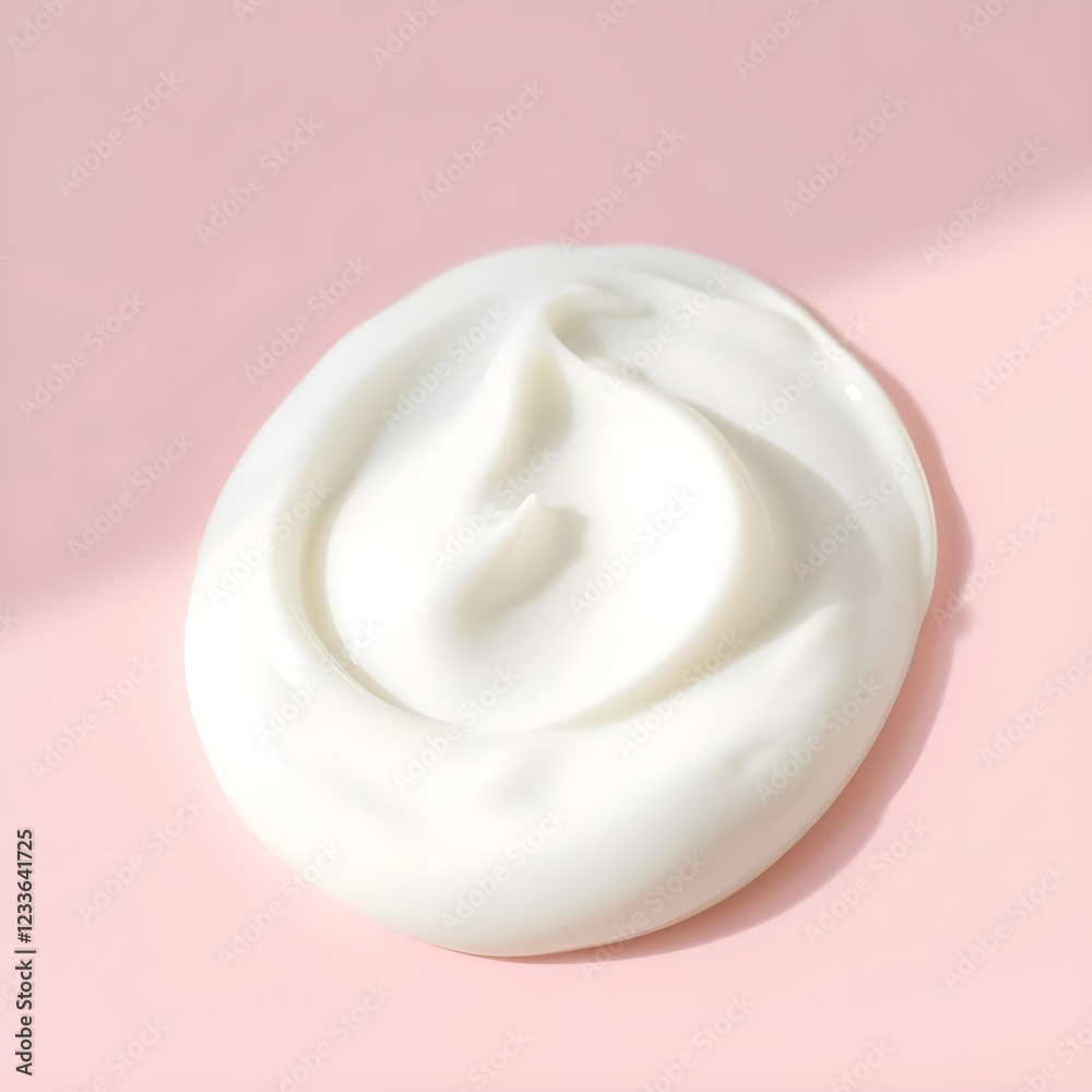white cream formulation on a light pink surface. soft texture isolated white cream formulation on a light pink surface. soft texture isolated