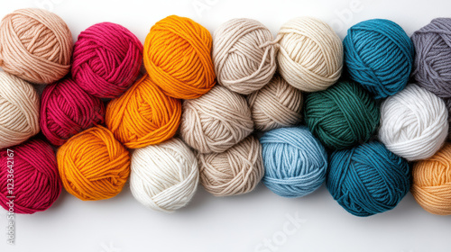Colorful cotton yarn balls neatly arranged in vibrant display