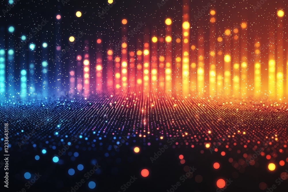 Fototapeta premium Abstract digital visualization of sound waves with vibrant colors.