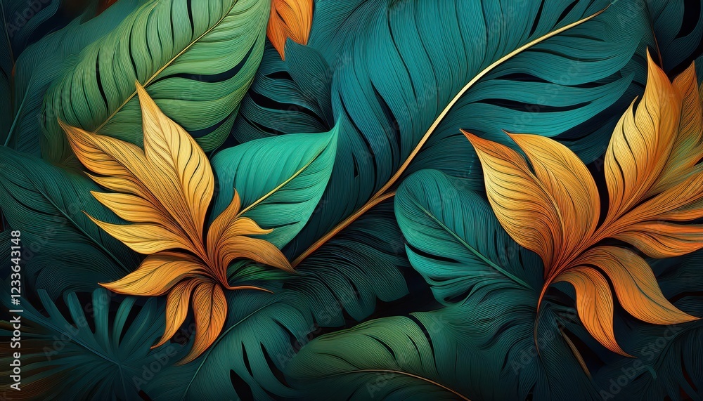 Vibrant Tropical Leaf Desktop Wallpaper A Lush Illustrated Jungle Scene Filled with Rich Greens and Exotic Flora, Perfect for Bringing a Touch of Paradise to Your Digital Space Vibrant Tropical Leaf Desktop Wallpaper A Lush Illustrated Jungle Scene Filled with Rich Greens and Exotic Flora, Perfect for Bringing a Touch of Paradise to Your Digital Space