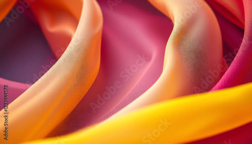 Abstract close-up of flowing colorful fabric photo