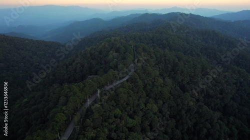 Aerial view of morning sky and mountains