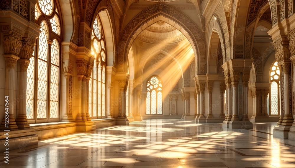 Fototapeta premium Sunlit Palace Hall Grand Architecture Interior Design