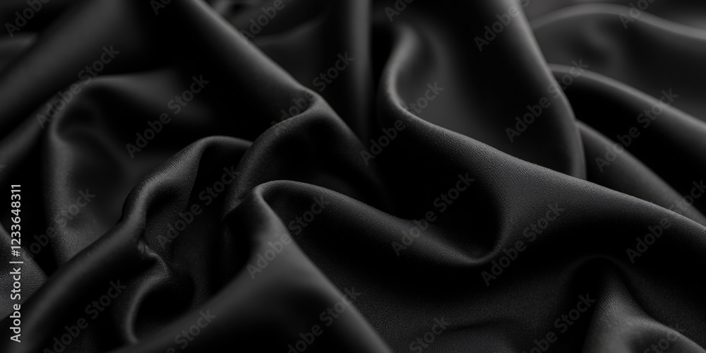 Fototapeta premium Velvety black and white fabric in intricate detail; its smooth, glossy surface exudes elegance and luxury, inviting tactile allure