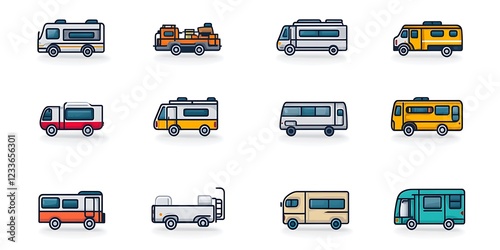 transportation icons set