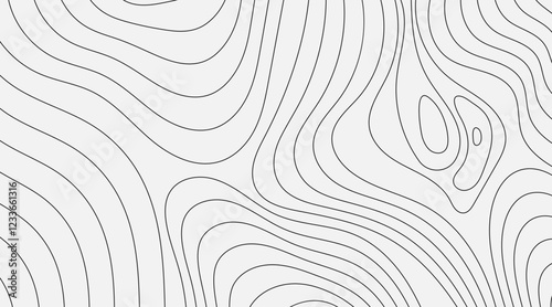 Monochrome Abstract Wavy Contour Background. Modern Topographic Design