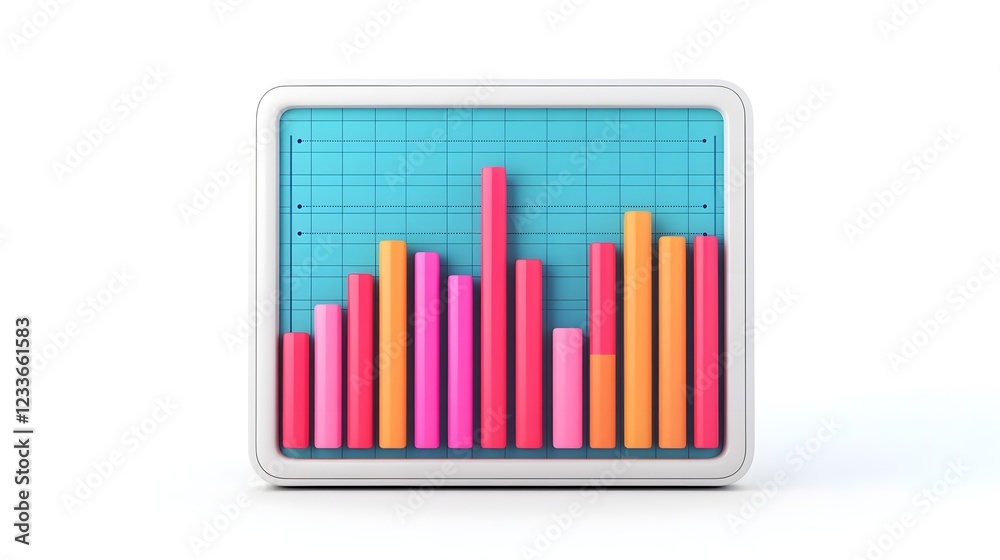 3D of Digital Screen with Vibrant Marketing Analytics Dashboard 3D of Digital Screen with Vibrant Marketing Analytics Dashboard